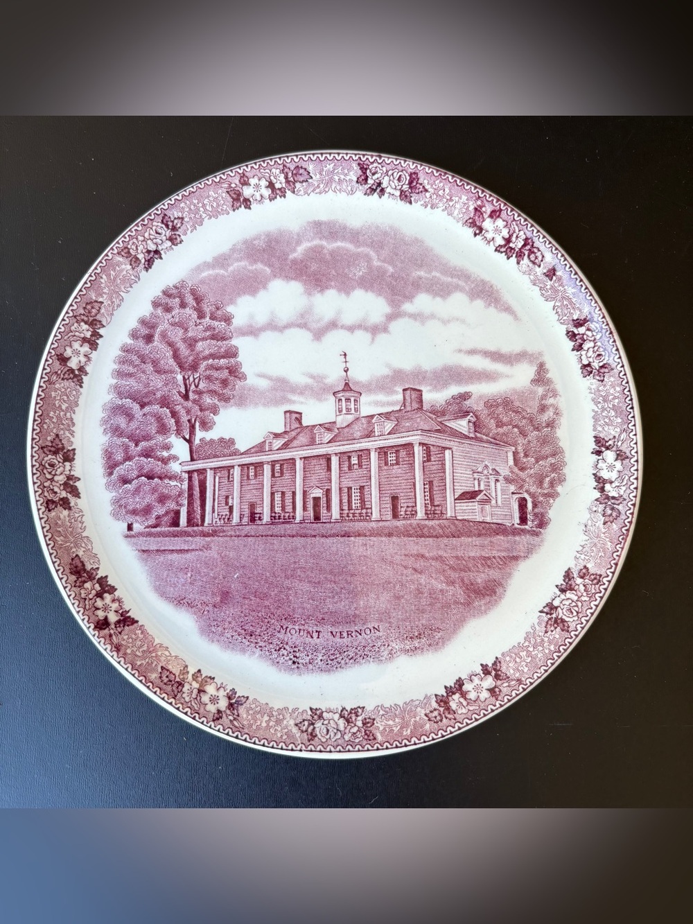 Mount Vernon John Roth Plate Old English Staffordshire Ware Red White 7.5”